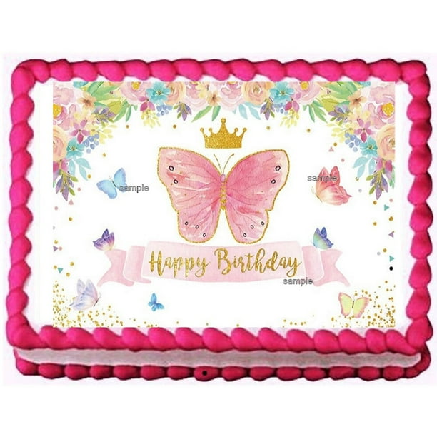 Personalised Butterflies 8" Icing Sheet Cake Topper